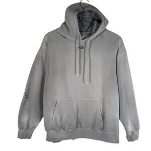 Mooji Mooji Men's Oversized Pullover Hoodie L Age Grey Distressed Sweatshirt